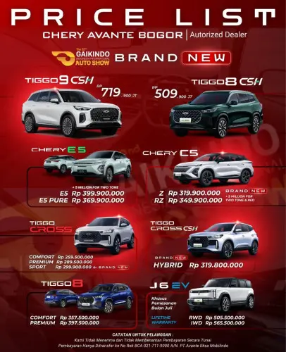 Pricelist Harga Chery bandungkulon 2025